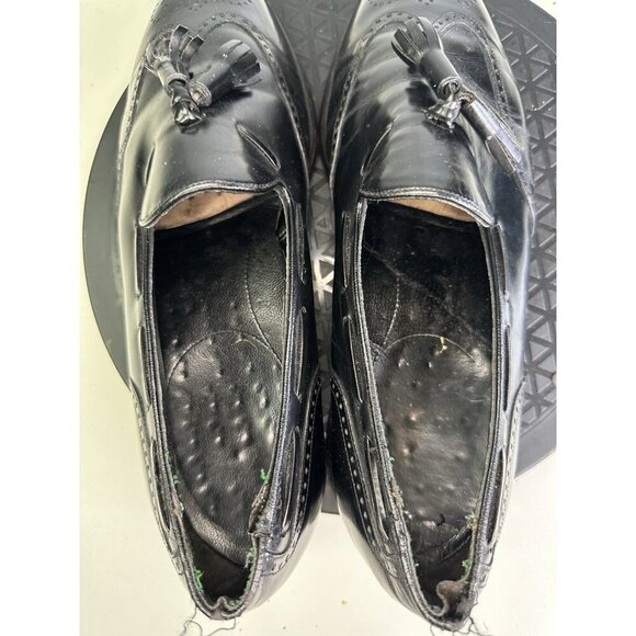 Florsheim Imperial Mens Leather Tasseled Loafers Shoes Size 9.5 C Black Slip On - Picture 7 of 9